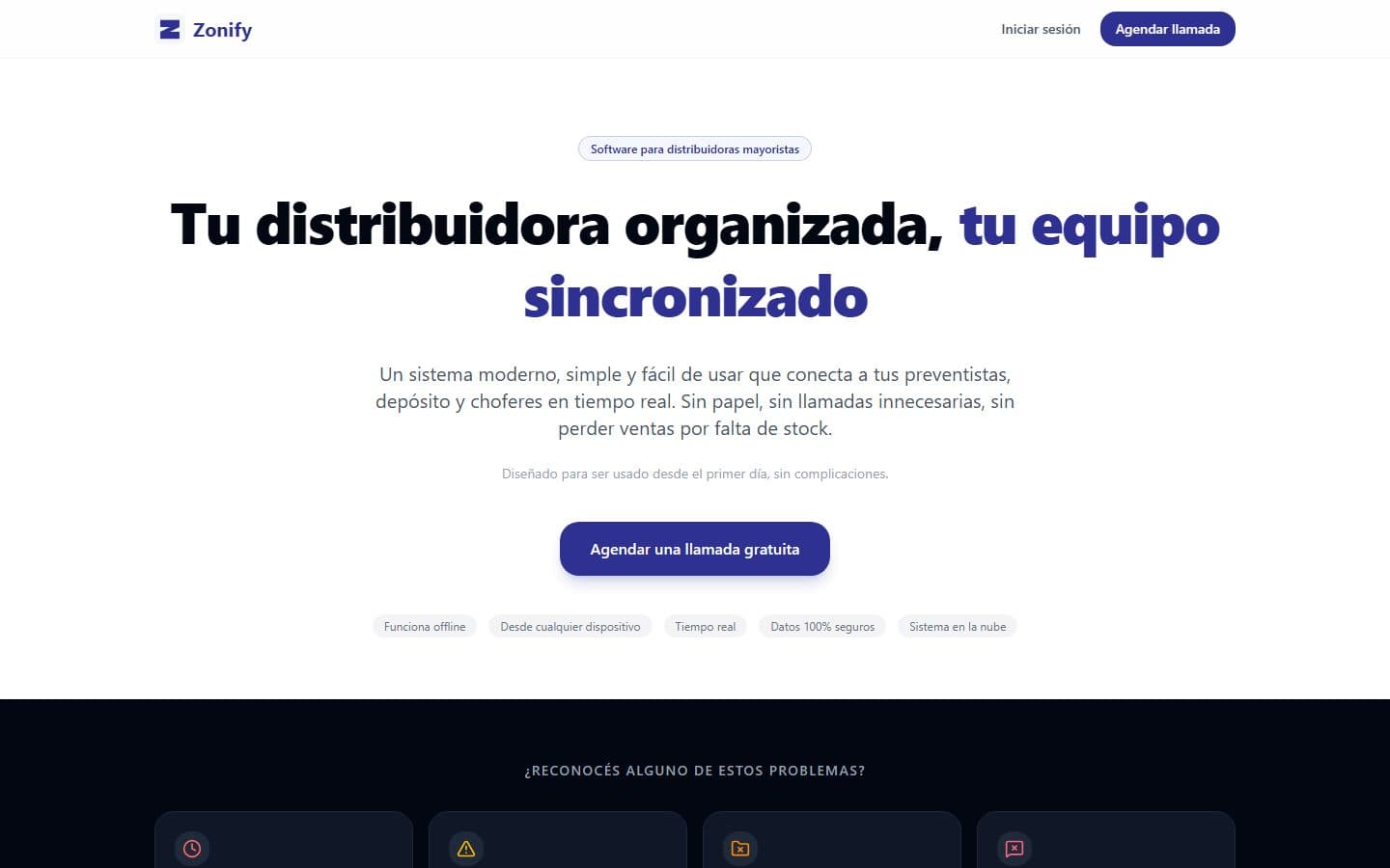 Landing de Zonify